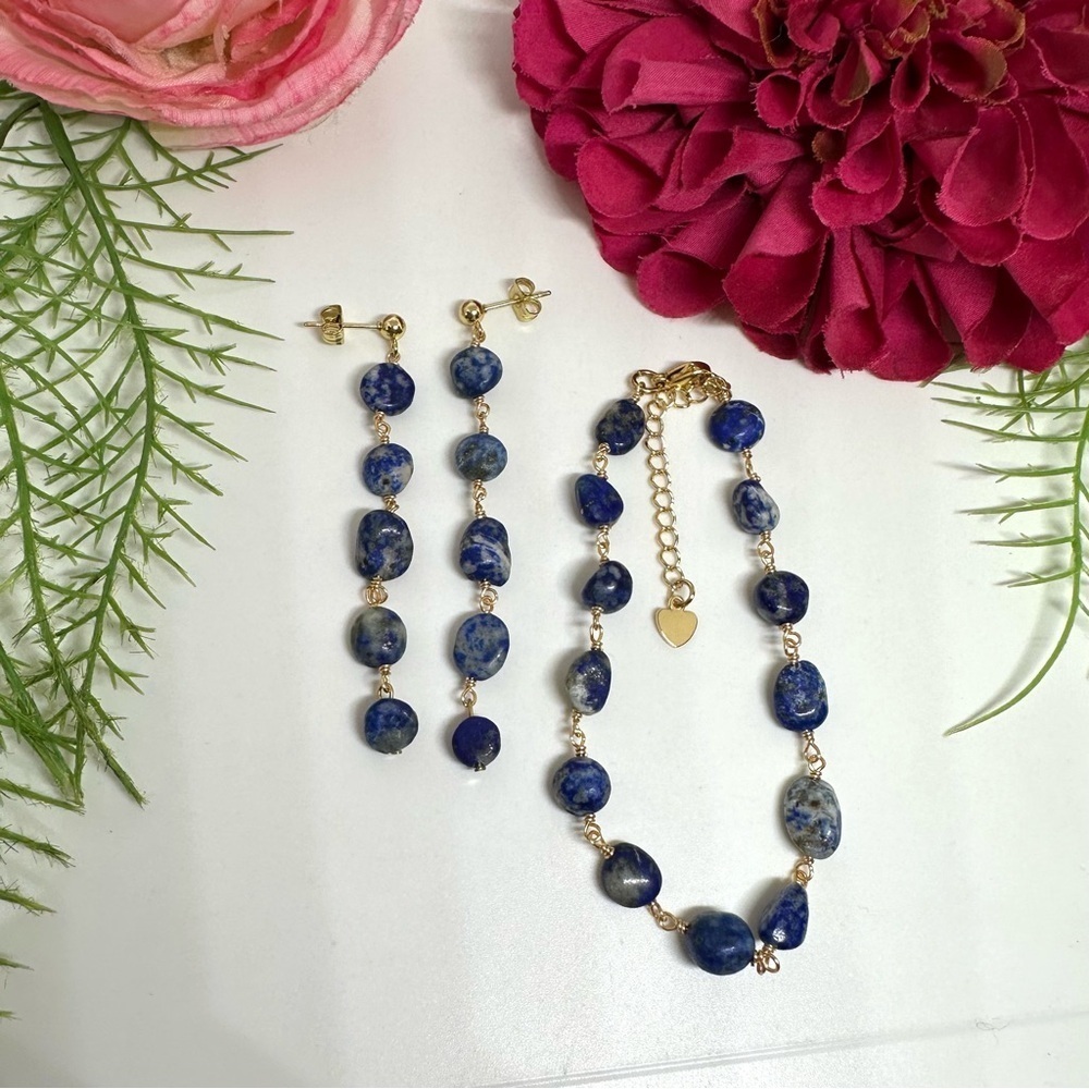 NEW⚜️Lapis Lazuli Gemstone Beaded Bracelet - Picture 5 of 5